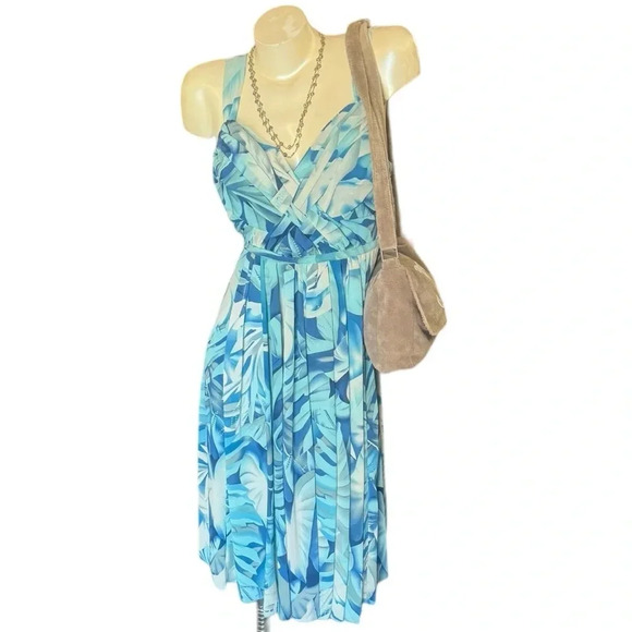 VTG 90s 2000s Y2K Boho Tropical Floral Midi Dress - Picture 4 of 13